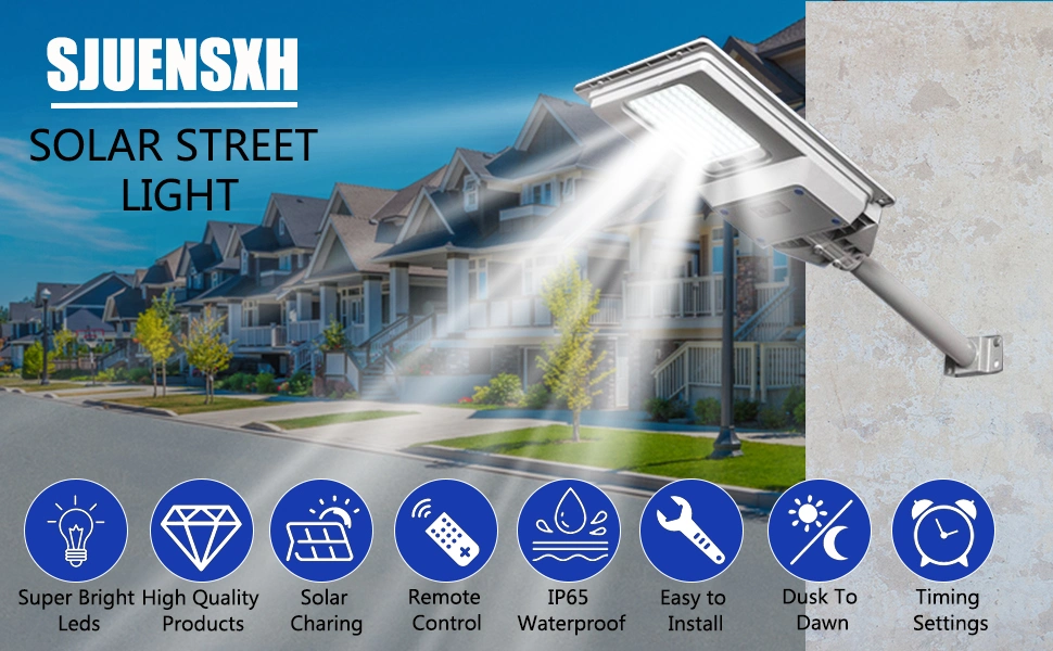100W 200W 300wled Solar Street Lights Outdoor, Dusk to Dawn Security Flood Light Light with Remote Control, Waterproof, Ideal for Parking Lot, Yard, Pathway