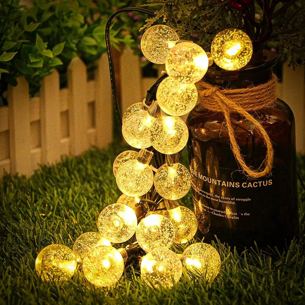 Solar String Light 50 LED Warm White Crystal Ball Solar Fairy String Light for Outdoor Christmas