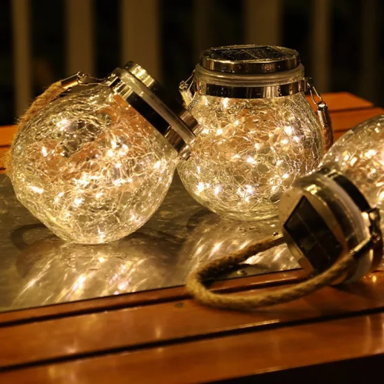 2-5% Discount LED Hanging Solar Garden Lights Decorative Crackle Glass Globe Lanterns Outdoor