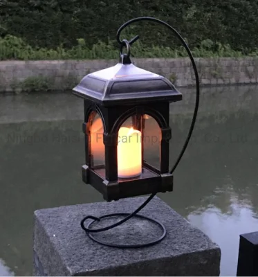 Fcar 1PCS LED Solar Flickering Flameless Candle Hanging Lantern