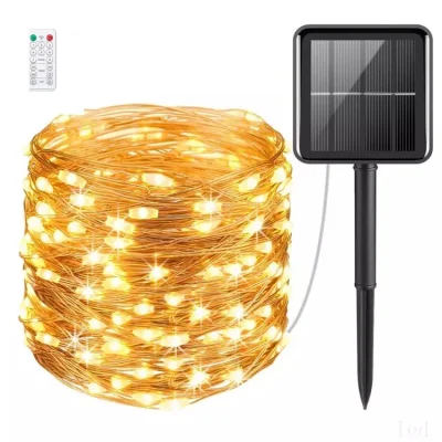 Wholesale Waterproof IP65 Outdoor Christmas Lights 200LED Copper Wire Rope String Solar Light