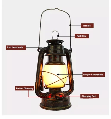 2022 New Hot Sell Decorative Camping Party Festive Atmosphere Lighting LED Desk Light Flame Retro Style Horse Battery USB Rechargeable Lantern Night Table Lamp